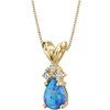 PEORA 14K Yellow Gold Created Blue Opal with Genuine Diamonds