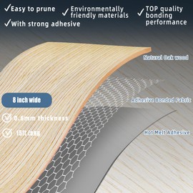 ZYJT Oak Wood Veneer, 8 inch x 15ft Wood Edge Banding Pre-glued Flexible, Veneer Tape Banding for Cabinet Repair Furniture Restoration