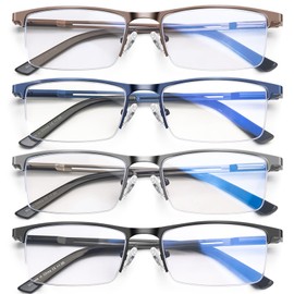 DAMIDEO Reading Glasses for Men Blue Light Blocking Reading Glasses Metal Readers Men with spring hinge Eyeglasses