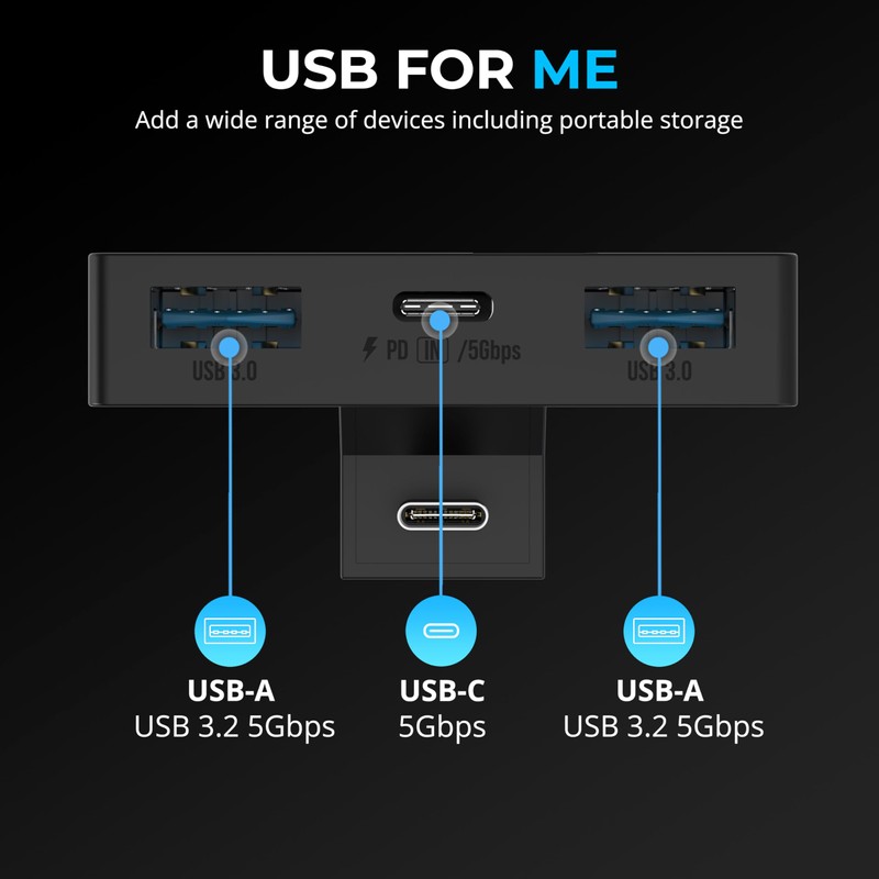 SABRENT Hub USB Tipo C de 3 Puertos para Plataforma