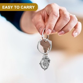 TOYANDONA Pack of 2 Camping Keychain Compass Keychain Camping Key Ring Happy Camper for Men Women Camper, silver