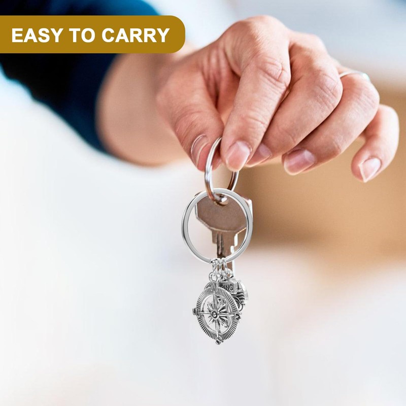 TOYANDONA Pack of 2 Camping Keychain Compass Keychain Camping Key