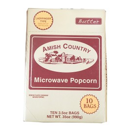 Amish Country Popcorn | Old Fashioned Microwave Popcorn | Old Fashioned with Recipe Guide (Ladyfinger Butter, 10 Bags)