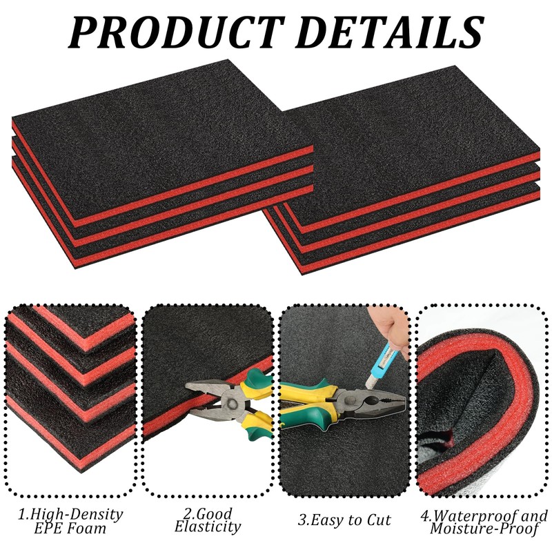 6 Pack Tool Box Foam Inserts for Cases,Tool Box Liner