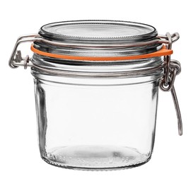 Le Parfait Super Terrine - 350ml French Glass Canning Jar w/Straight Body, Airtight Rubber Seal & Glass Lid, 12oz (Pack of 6) Stainless Wire