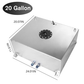 Donpida 20 Gallon Fuel Cell Aluminum Polished with Cap Level Sender Silver
