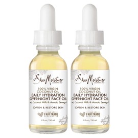 SheaMoisture Skin Care, Overnight Face Oil for All Skin Types, 100% Virgin Coconut Oil for Daily Hydration, Pack of 2-1 Oz Ea