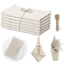 Gohytal Fabric Napkins, Linen Napkins, Reusable, Set of 6, Sustainable Linen Napkins, Fabric, Washable Napkins, Table Decoration for Kitchen, Family, Birthday, Party, Cafe, Restaurant