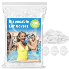 MAQIHAN 300 Pack Disposable Ear Covers - Plastic Ear Covers Waterproof Plastic Ear Protection Ear Caps for Hair Dye,Shower,Bathing,Salon,Spa,Hotel,Home