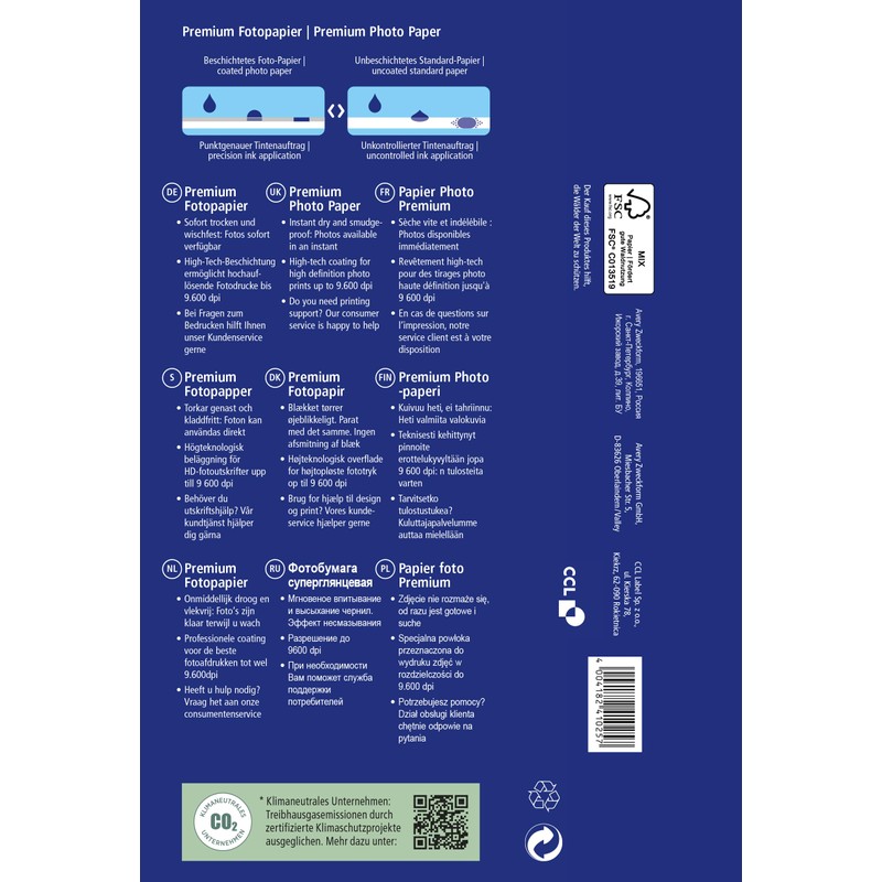 Avery Zweckform C2553-40 Superior Inkjet Photo Paper High-Gloss 10 x