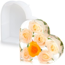 YOILES Resin Molds, Heart Silicone Molds for Resin, Epoxy Resin Molds for Flower Preservation, Large Resin Mold for DIY Wedding Bouquet Preservation, Resin Epoxy Casting Craft