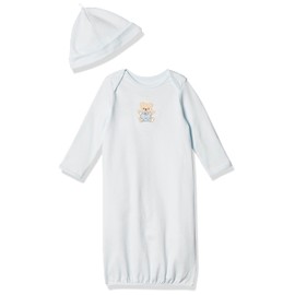 Little Me Baby Boy's 2-Piece Nightgown and Cap Set, Light Blue, 0-3 Months