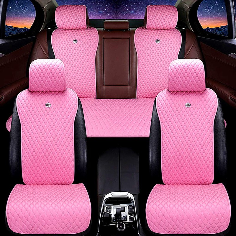 Red Rain Pink Car Seat Cover Luxury Leather Universal Seat