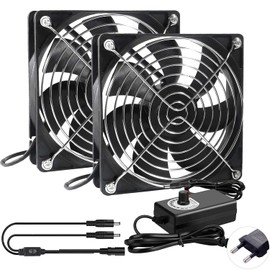 ALAMSCN 2 x 120 mm Fan 12 V PC Fan Case Fan with AC 110 V 220 V Speed Control 3 V to 12 V for Chassis Amplifier Router, 120 mm x 25 mm