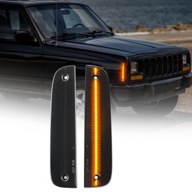 Aexploer Side Marker Lights LED Compatible with Cherokee XJ 1997-2001,Bumper Corner Parking Signal Lights Smoked Lens Yellow Light