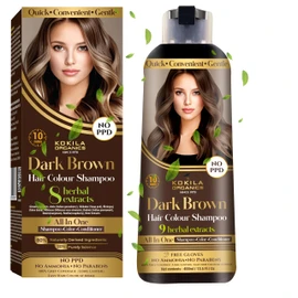 Kokila Shampoo Hair Colour - Dark Brown 400ml for Women and Men | Natural Extracts | Colours Hair in Minutes | Ammonia Free, Paraben Free - 10 Pair Free Gloves