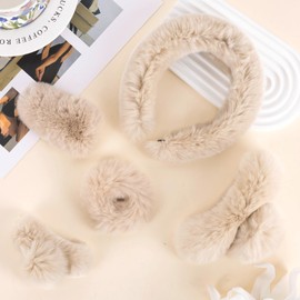 Cute Fuzzy Medium Girls Flat Hair Claw Clips for Thick & Thin Hair, Trendy Long Curly Fine Hair Clips for Women Fun Claw Clups (Beige)(Beige, Regular Size)