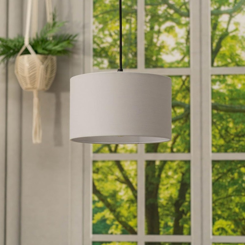 MiniSun | Small Modern Grey Fabric Drum Light Shades |