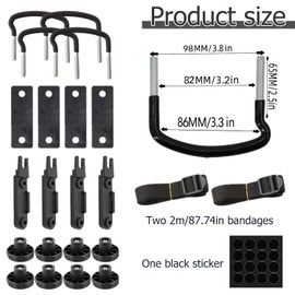 ZIOYA Roof Box Attachment 4 Pieces Roof Box Holder, Roof Box Wall Mount U Bracket Universal Car Van Mounting Fitting Kit with 8 Heavy Duty Lock Nuts and 2 Bandages