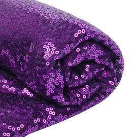3 Feet Sequin Fabric by The Yard, Sparkly Embroidery Sequins Fabric for DIY Sewing Tablecloth Wedding Party Decor(Dark Purple)