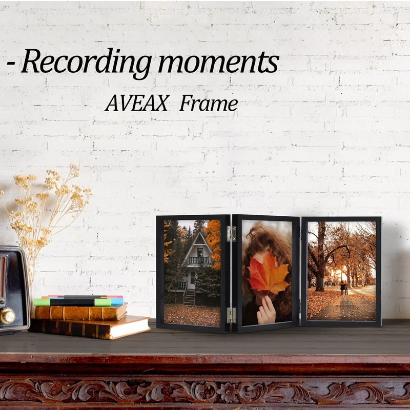 Triple 4x6 Photo Frame Hinged Folding Wood Picture Frame with