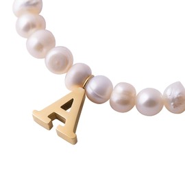 LuckyLy Pulseras Mujer de Perlas con Iniciales Letras, Brazalete con Dije de Acero Inoxidable con Baño de Oro 18k – Joyería y Accesorios ideales como Regalos para Mujer Originales Navidad, Regalos para Mamá, Modelo Galia
