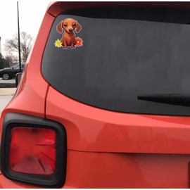 Cute Dachshund Puppy Dog Lover Vinyl Decal Waterproof Sticker For Car bike, SUV, Truck Helmet, Laptop, Water Bottle,Notebook,Window, Bumper Sticker 5-inch (Design 5)