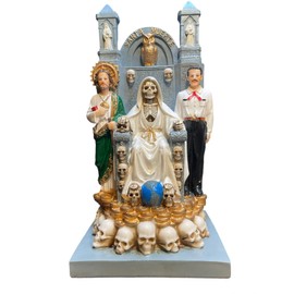 Santa Muerte San Judas Jesus Malverde Statue 12"