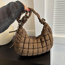 TTPSRY Women's Elegant Shoulder Bag, Crossbody Bag, Tote Shoulder Bag with Zip, Small, brown, Contemporary