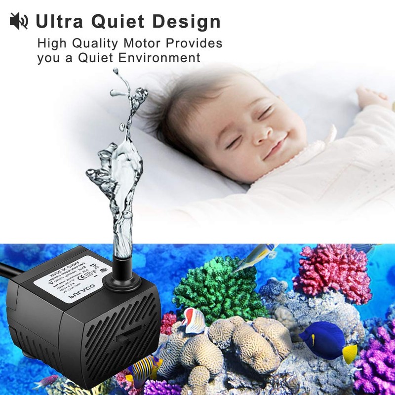 PULACO 95GPH 5W Mini Submersible Water Pump for Aquarium Fish