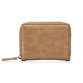 AprinCtempsD RFID Blocking Women‘s Small Wallet Genuine Leather Ladies Mini Purse with Coin Pocket Men's Credit Card Organizer Change Pouch with Zip (Brown)