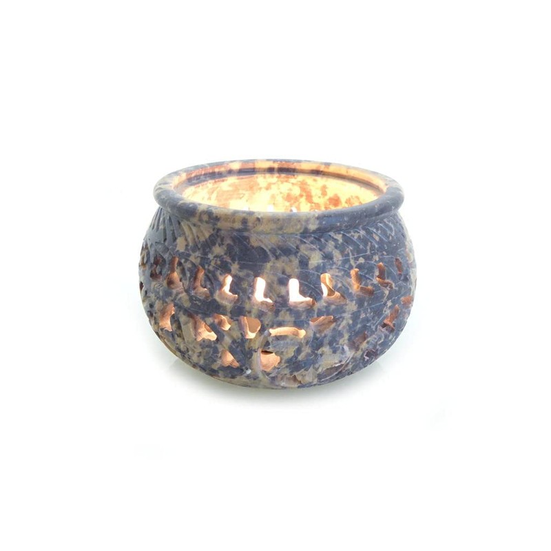 Fumaga Aurum Soapstone Incense Burner with Sieve Including Silver Plates,