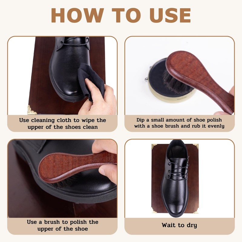 DigNew 10 Pcs Deluxe Shoe Shine Box Set & Shoe