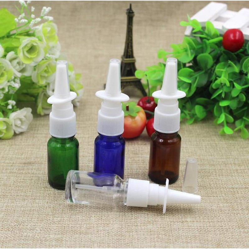 6 Pcs 10ML 0.34OZ Empty Refillable Brown Glass Nasal Spray