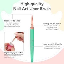 Nail Liner Brushes, Fine Line Nail art Brush 5/9/11/15/18mm Macaron Thin Nail Art Brush Detail Drawing, Liner Brush for Nails Gel