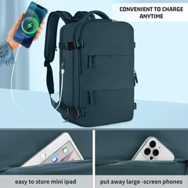 Travel Backpack for Women Men, Carry on Backpack with Shoe Compartment & Wet Pocket College Business Laptop Backpacks with USB Charging Port,Gym Sports Travel Duffel Bag Waterproof Casual Daypack,Blue