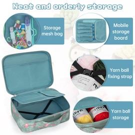 GMAK Crochet Kit for Beginners Adults Kids, 59 PCS Crocheting Sets Include Yarn, Hooks and Tools, Portable Crochet Starter Kit for Making Variety Projects Crocheting Supplies, Blue Flamingo