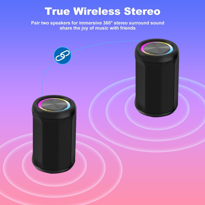 CofunKool Small Portable Bluetooth Speaker with RGB Light, Clear Stereo