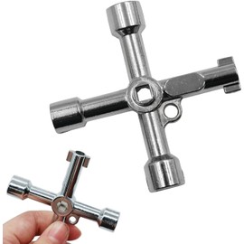 Panel Key,4 Way 4 in 1 Utilities Keys,Multi-Specification Electric Box Key,Multi-Functional Universal Gas Meter Box Keys for Faucet,Gas,Meters,Valve,Spigots,Electrical Cabinet Opening.(Silver)