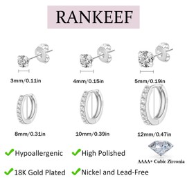 Sterling Silver Stud Earrings for Women Hypoallergenic Silver Stud Earrings Cubic Zirconia Sleeper Earrings Silver Huggie Earrings For Women Sterling Silver Earrings Studs