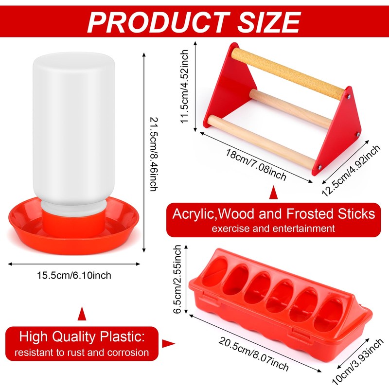 6 Pcs Chick Feeder and Waterer Kit with Chick Perch