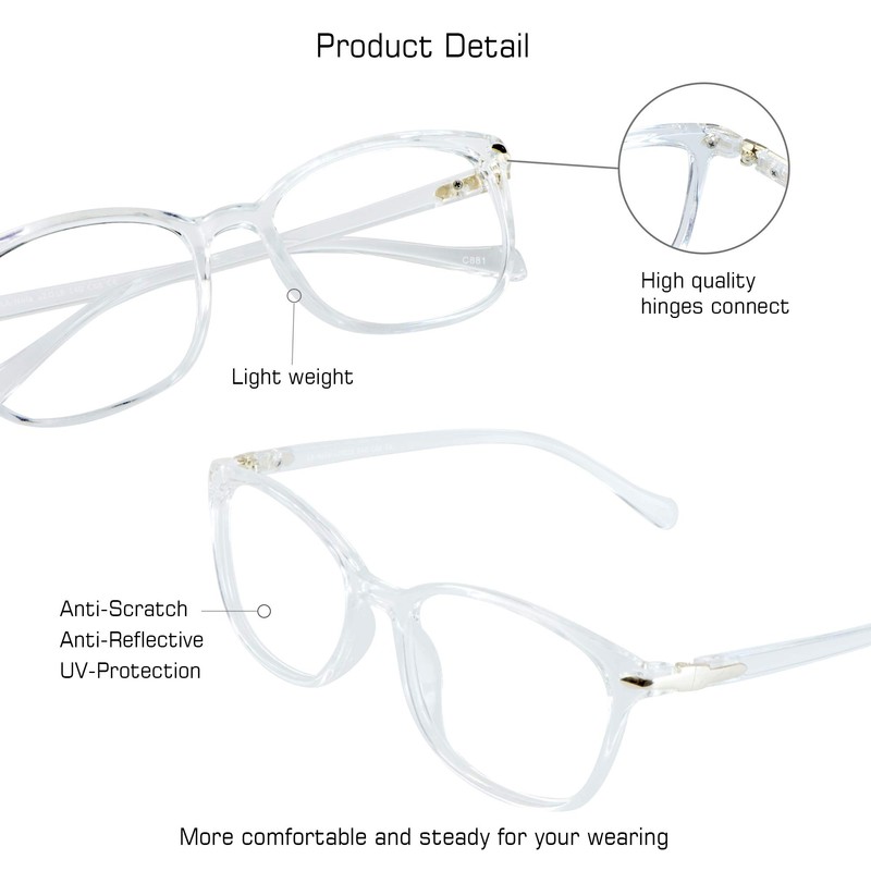 VisionGlobal Blue Light Blocking Glasses for Women, Anti Eyestrain, Computer