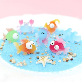 TPEDDII 10 Pcs Mini Fishes Miniature Resin Miniature Starfish Mini Fishes for Crafts, Adorable Set of Mini Ocean Moss Landscape DIY Terrarium Aquarium Décor