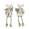 Heaven Sends Christmas Mice, White Silver and Gold Sparkly Shelf Sitting Pair