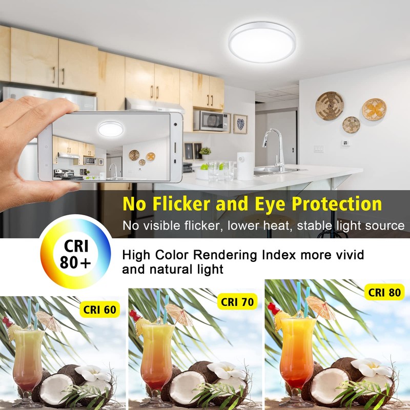 Smanu Dimmable LED Ceiling Light Panel with Remote Control,18W 1500LM,3000K-6000K,Night