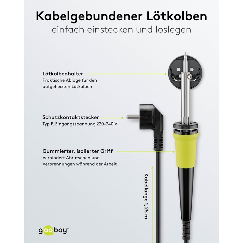 Goobay 51191 Electric Soldering Iron 30 Watt with Soldering Tip