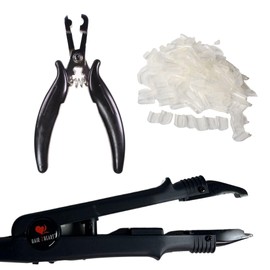 hair2heart Rebonding Set: Professional Hair Extension Kit with Heat Tongs, Rebonds and U-Tip Pliers