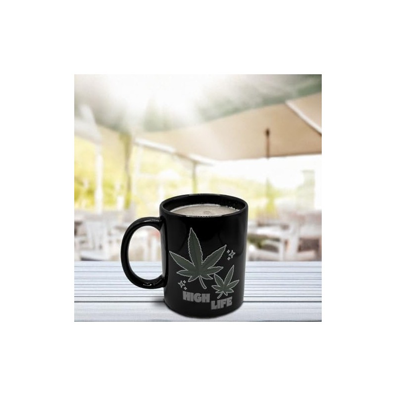 Mad Monkey Farbwechsel-Tasse 'High Life Weed', Kaffeebecher mit Thermoeffekt