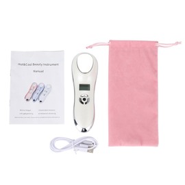 USB Charging Ultrasonic Hot Cold Hammer Skin Tighten Device Face Lifting Beauty Machine White