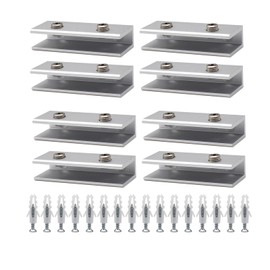 RoadLoo Pack of 8 Glass Holders, Glass Clamps, Glass Brackets, Glass Hinge Aluminium Glass Shelf Support, Solid Glass Clip Shelf, Adaptive 8-10 mm Thickness Glass for Staircase Handrail